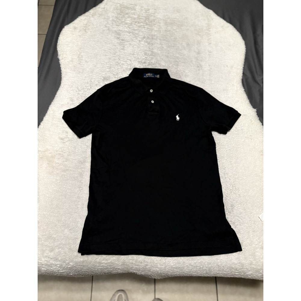 Polo Ralph Lauren Men's Black Short Sleeve Polo Shirt Size Medium White Pony